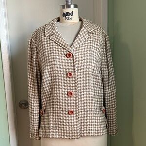 Vintage 1950s Houndstooth Tan Jacket